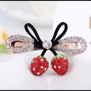 Crystal Encrusted Strawberry Hair Clips